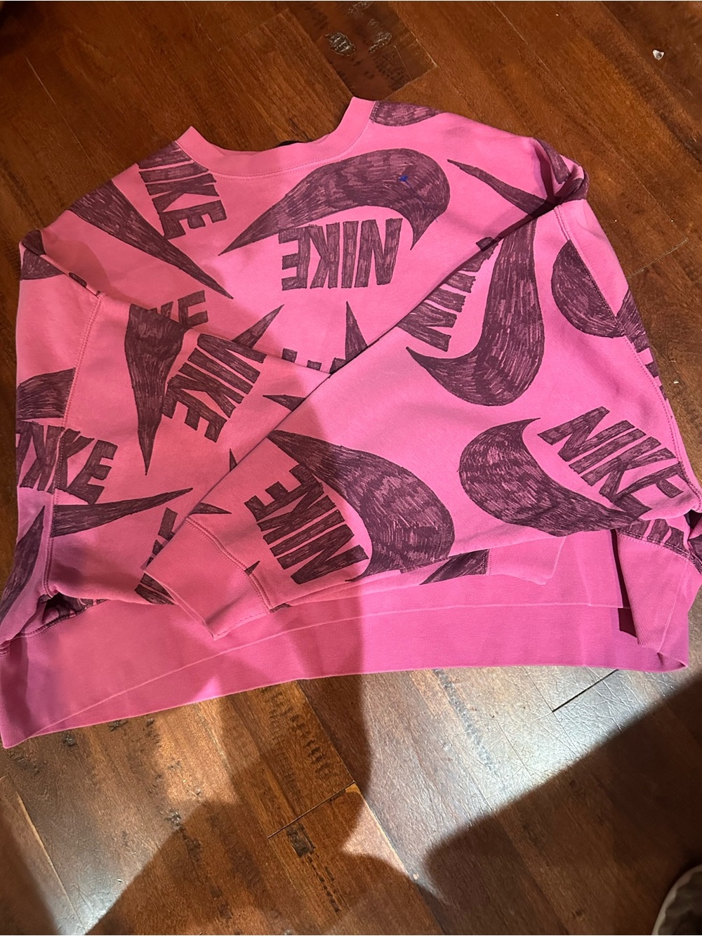 Nike Pink Crewneck Sweater with Dark Logo Print